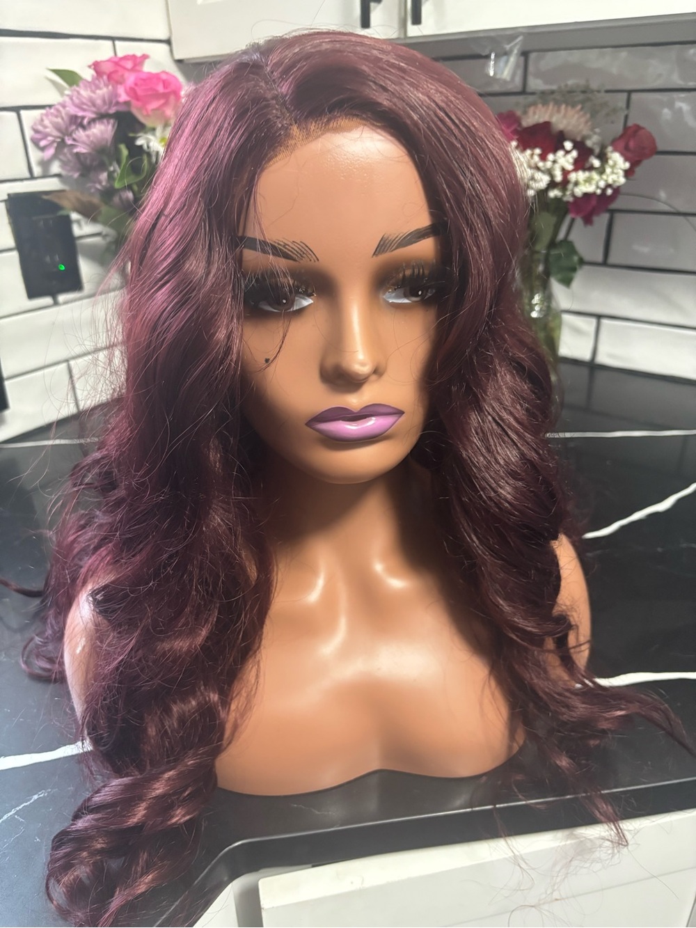 Burgundy Wavy Lace Front Wig